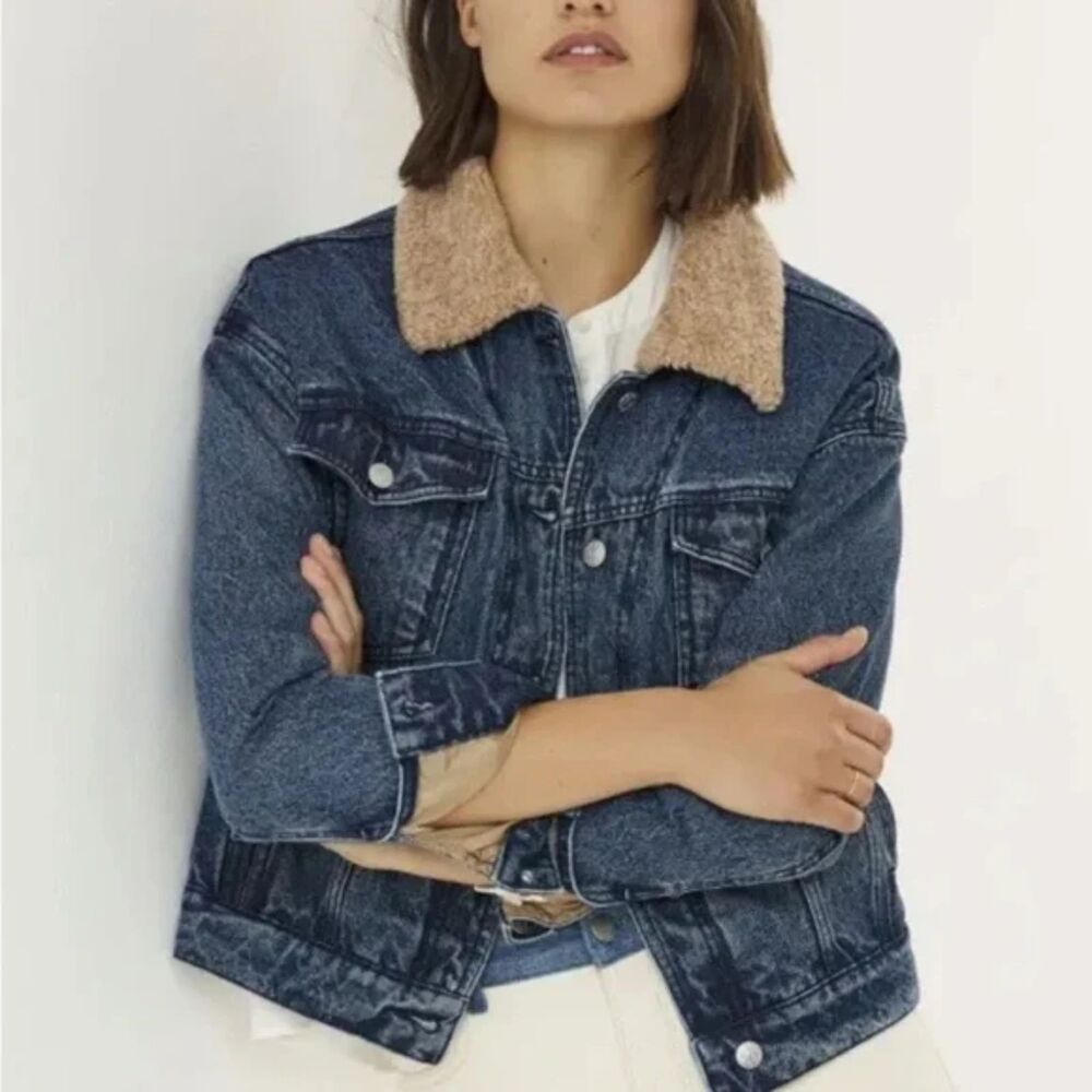 Anthropologie Pilcro Sherpa-Lined Denim Jacket, Size M